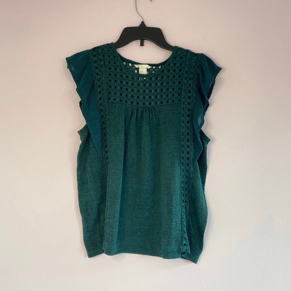 H&M Green Lace Sleeveless Top size small